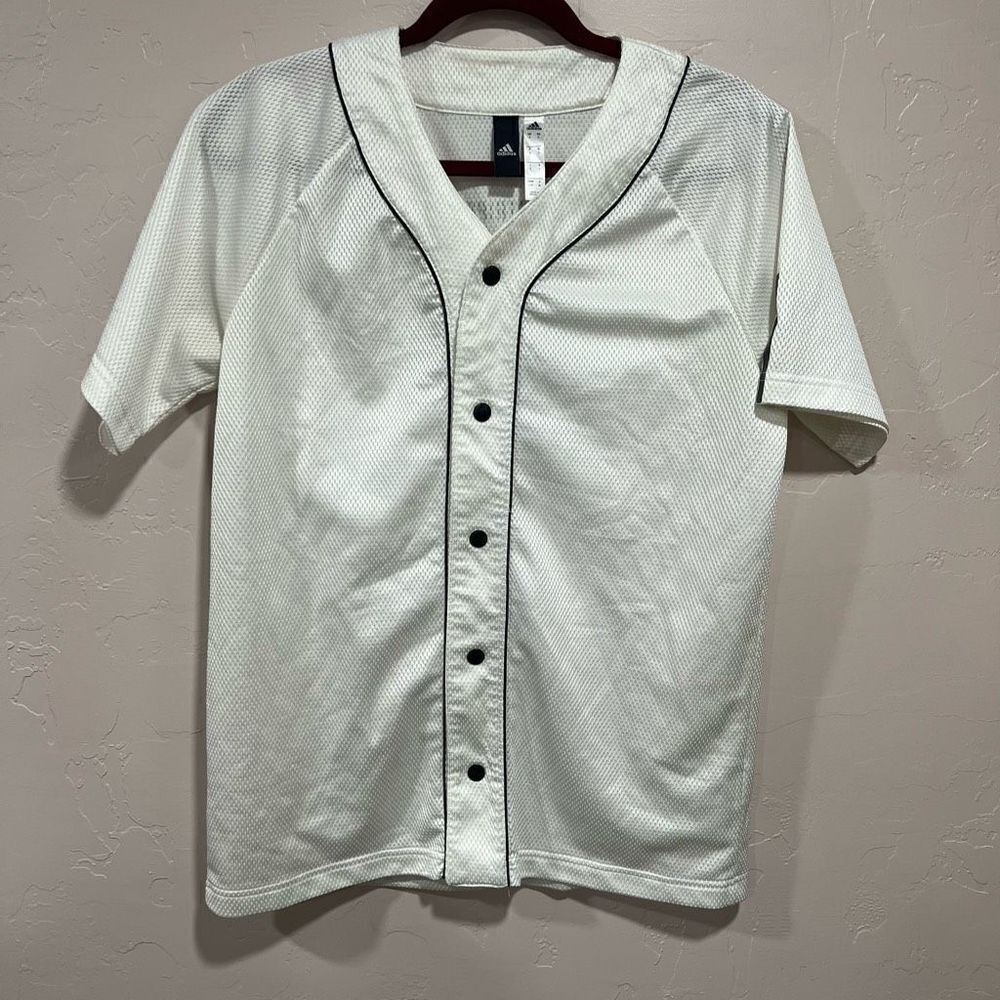 Adidas Men´s Japanese Baseball Jersey White Shirt Three Stripe Life Small